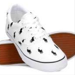 Ralph Lauren Thornton Canvas Trainers White